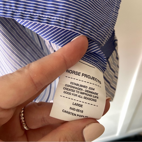 Norse Projects Carsten Poplin Shirt Stripe Multi Size Blue Large - Picture 5 of 10
